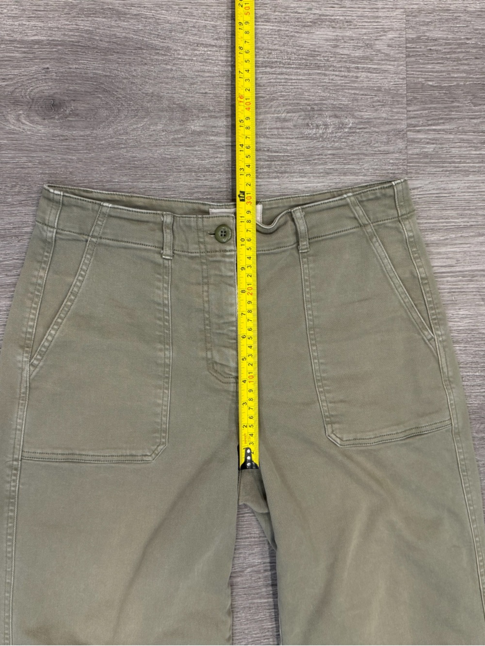 Everlane Olive Green Utility Pants with Front Button Size 8 - Picture 4 of 8